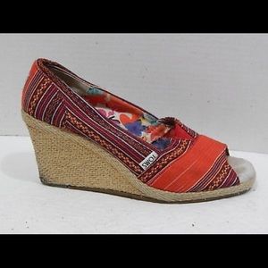 Toms Wedge Heels Espadrille Tapestry SIZE 9